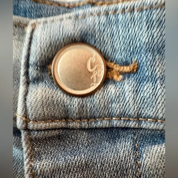 Cosmic Blue Love High Rise Denim Shorts Light Wash Festival Summer size 27 - Picture 7 of 8